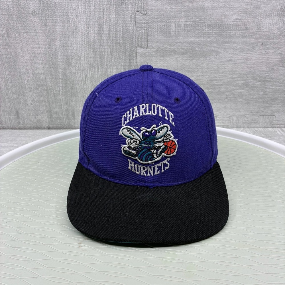 Charlotte Hornets Hat Cap Snapback Purple Teal NBA Basketball Mitchell Ness